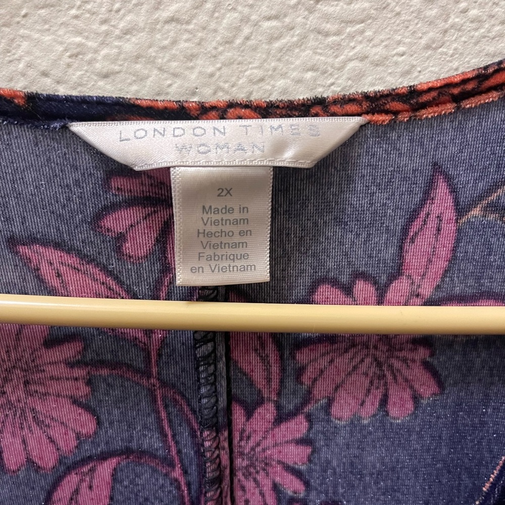 London Times Floral Long Sleeve Dress - Black and Orange - Picture 2 of 5